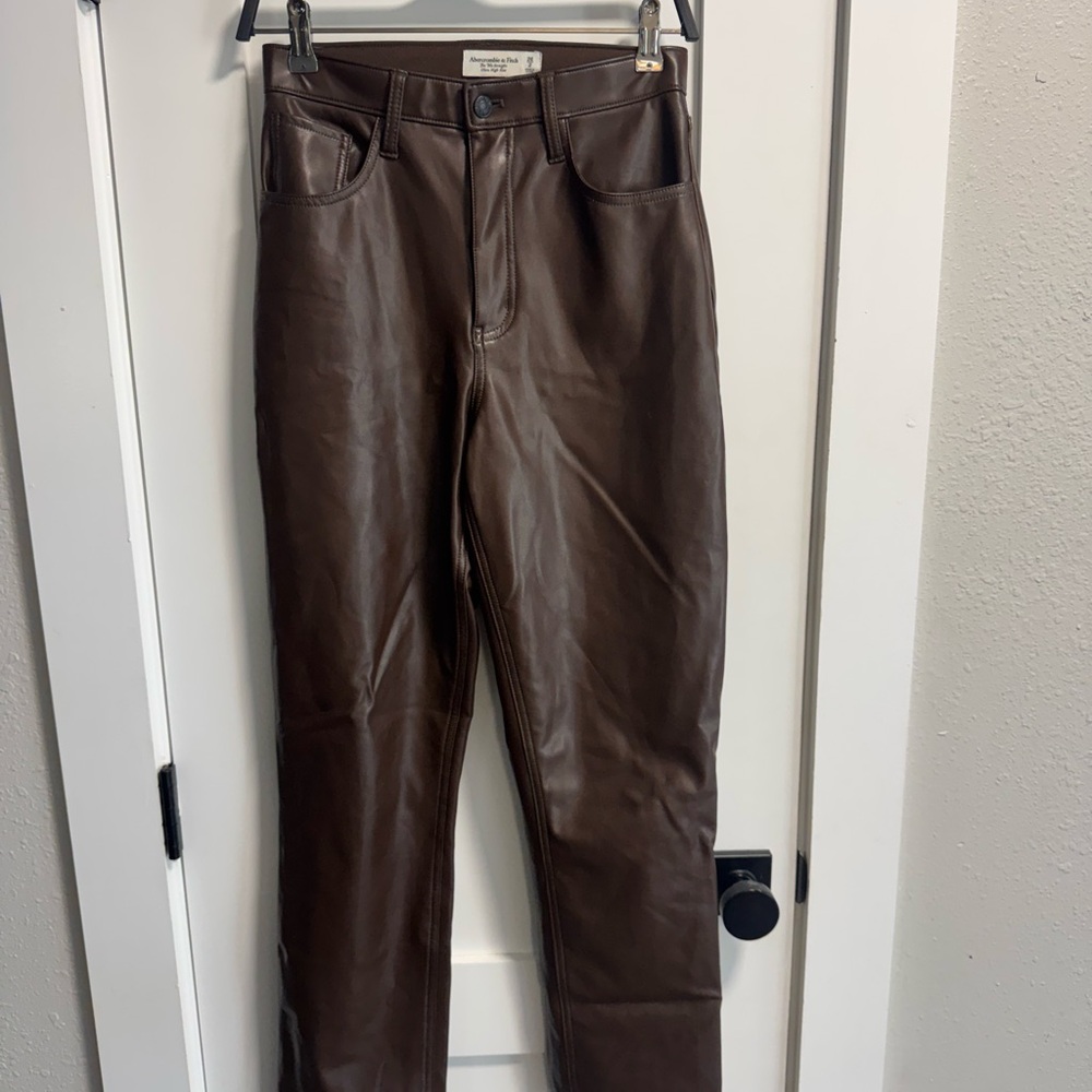 Abercrombie & Fitch Brown Faux Leather Ultra High-Rise Pants